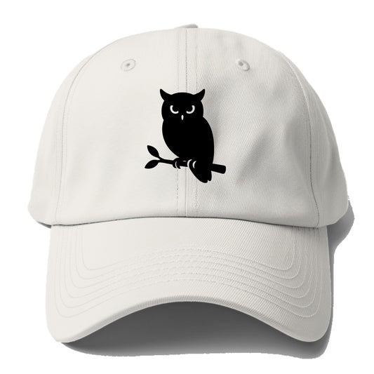 Owl perched on branch at night - Baseball Cap - Off White