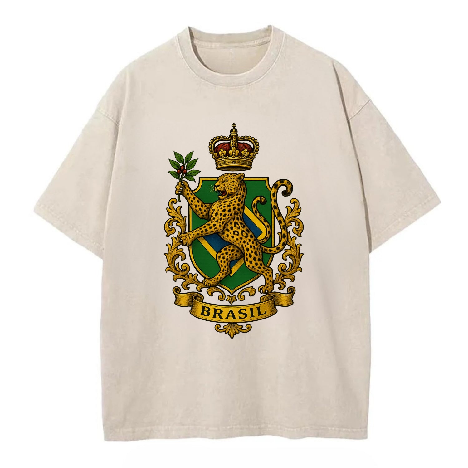 Brazil Jaguar Emblem  - Vintage T-shirt - Off White