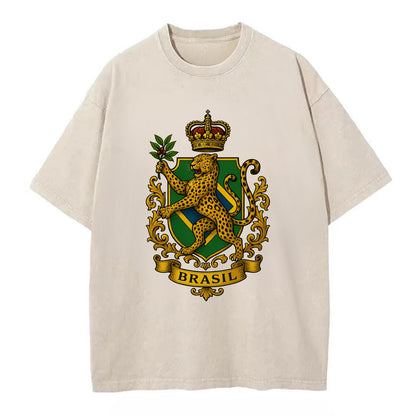Brazil Jaguar Emblem  - Vintage T-shirt - Off White