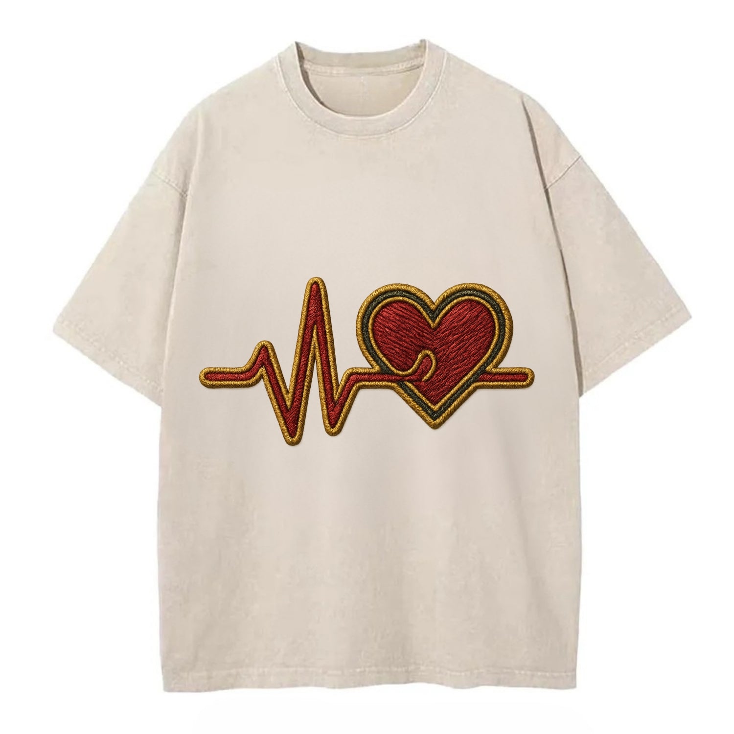 Heartbeat Line  - Vintage T-shirt - Off White