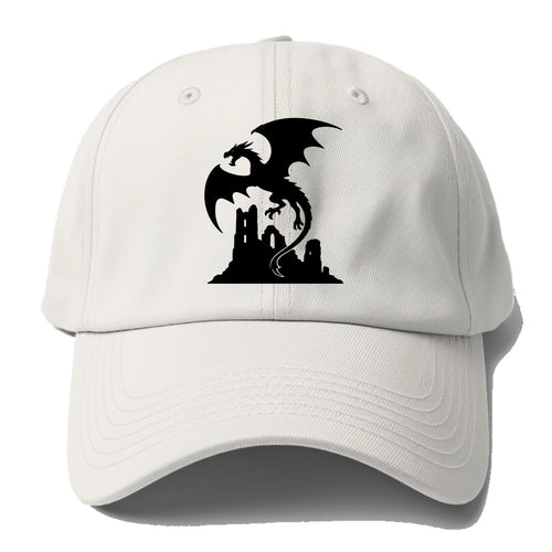 Dragon flying over castle ruins - Baseball Cap For Big Heads