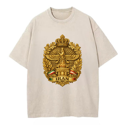 Iran Fire Temple Emblem - Vintage T-shirt - Off White