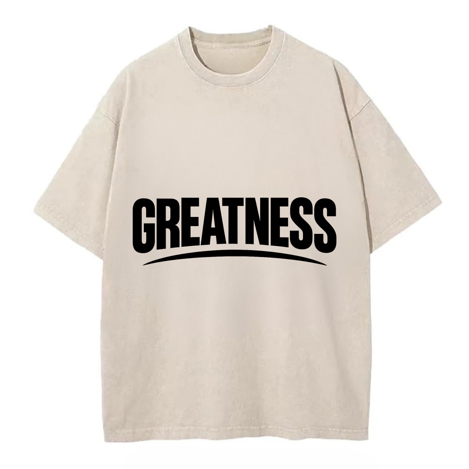 Bold typography design - "GREATNESS" - achieving excellence, reaching potential - Vintage T-shirt - Off White