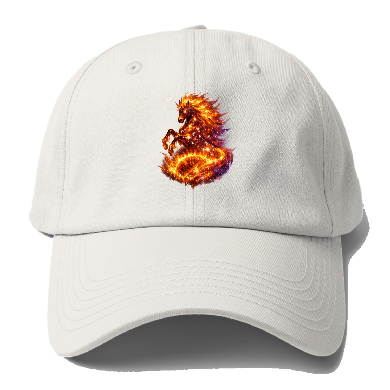 SOLAR FLARE | Horse emerging from the sun | Solar corona mane | Star power | Cosmic - Baseball Cap - Off White