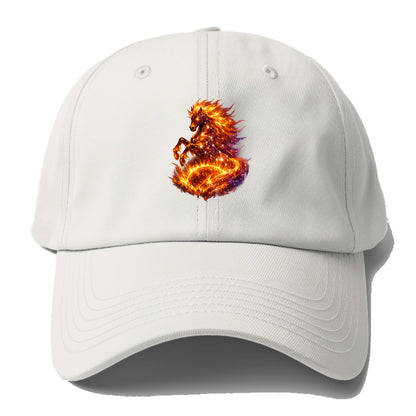 SOLAR FLARE | Horse emerging from the sun | Solar corona mane | Star power | Cosmic - Baseball Cap - Off White