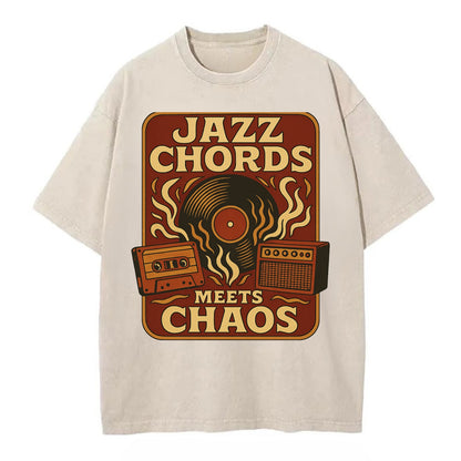 Jazz chords with hyperpop energy - "Jazz Meets Chaos" - unexpected fusion - Vintage T-shirt - Off White