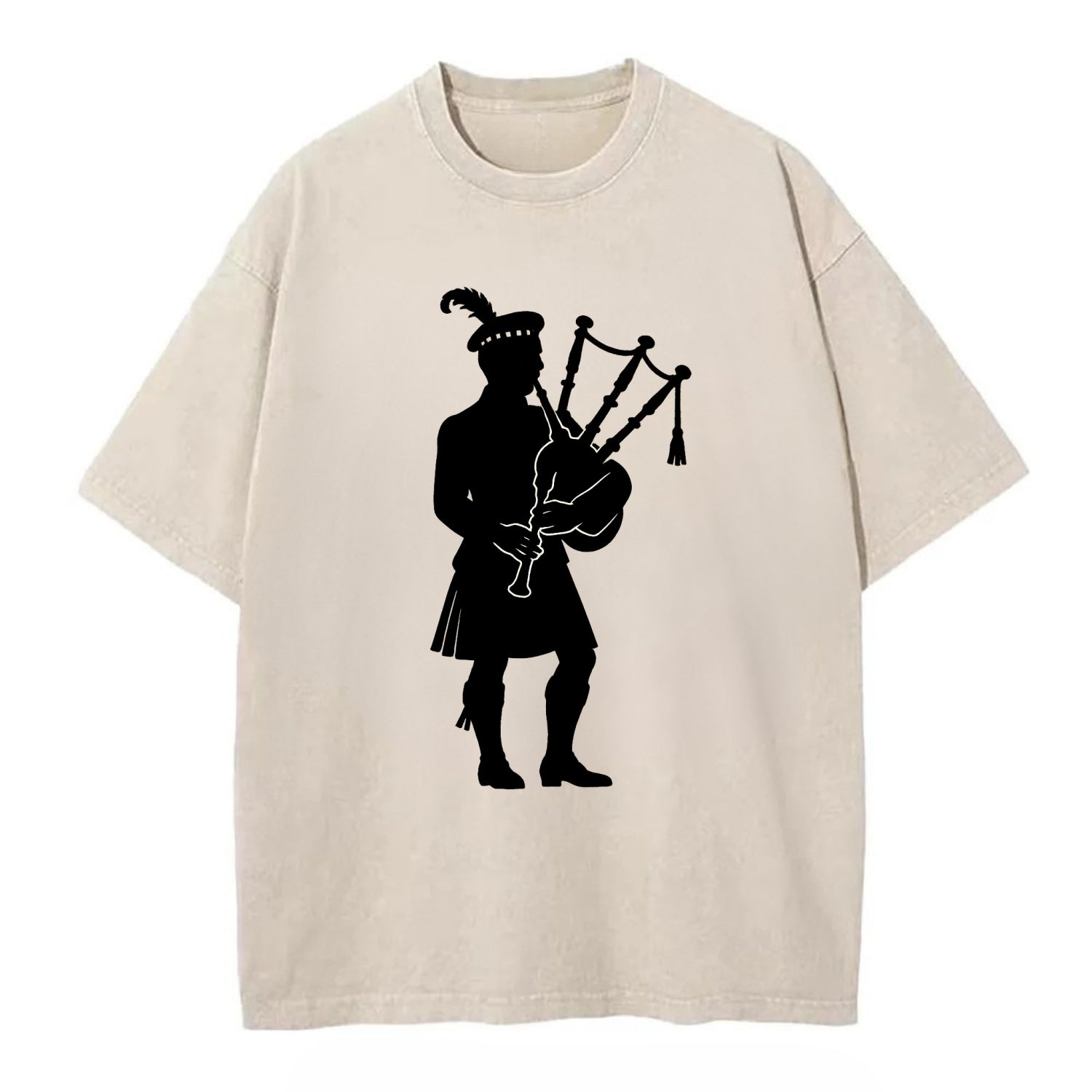 Bagpiper in traditional stance - Vintage T-shirt - Off White