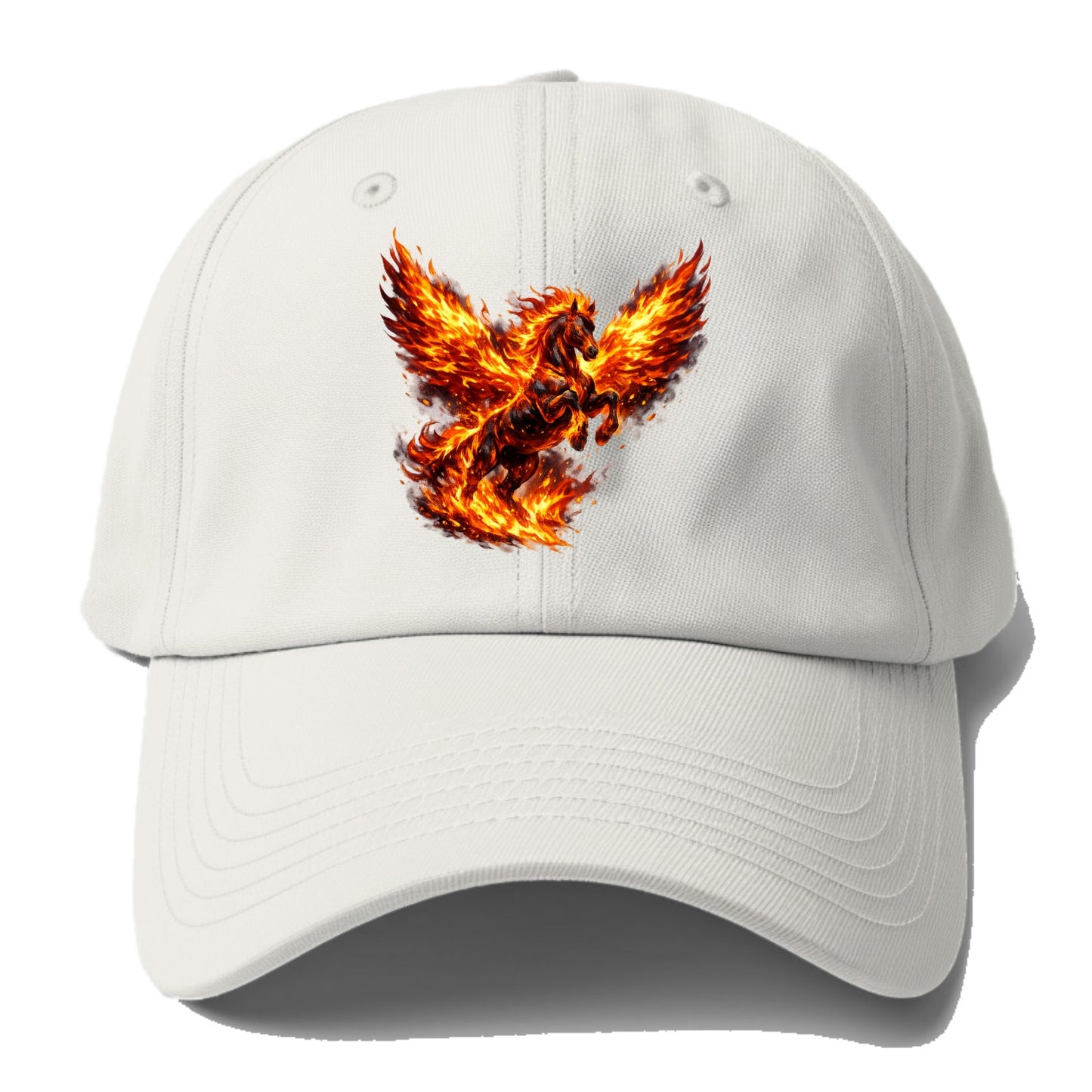 PHOENIX FIRE HORSE | Horse emerging from flames like phoenix | Rebirth - Baseball Cap - Off White