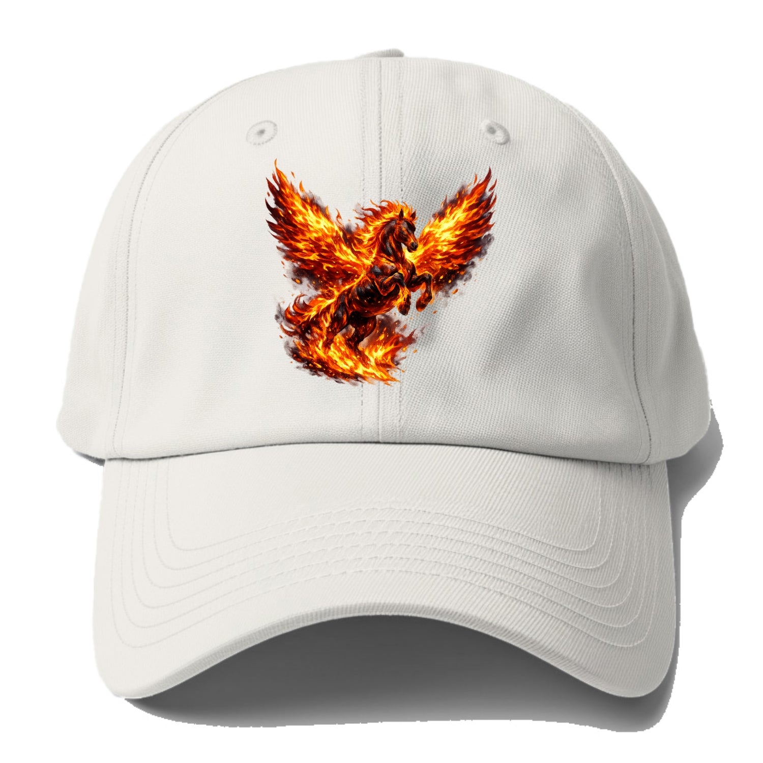 PHOENIX FIRE HORSE | Horse emerging from flames like phoenix | Rebirth - Baseball Cap - Off White