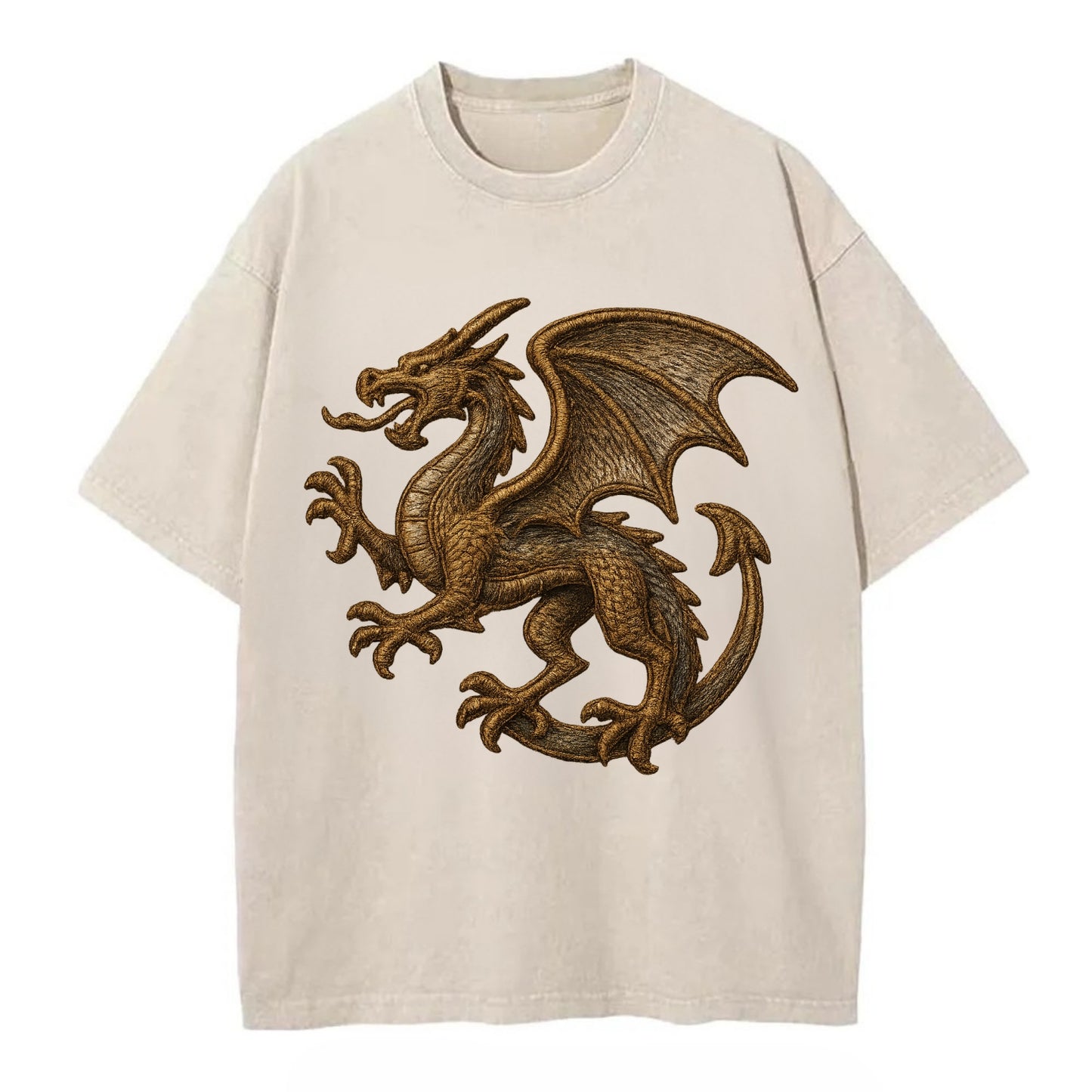 Dragon Silhouette  - Vintage T-shirt - Off White