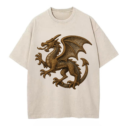 Dragon Silhouette  - Vintage T-shirt - Off White