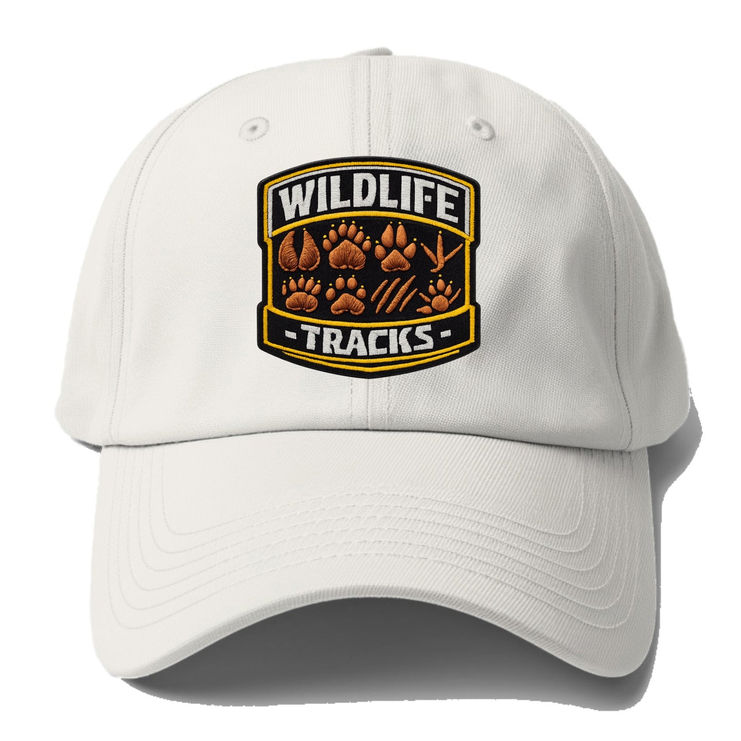 WILDLIFE TRACKS - animal footprints in brown , tracker - Baseball Cap - Off White