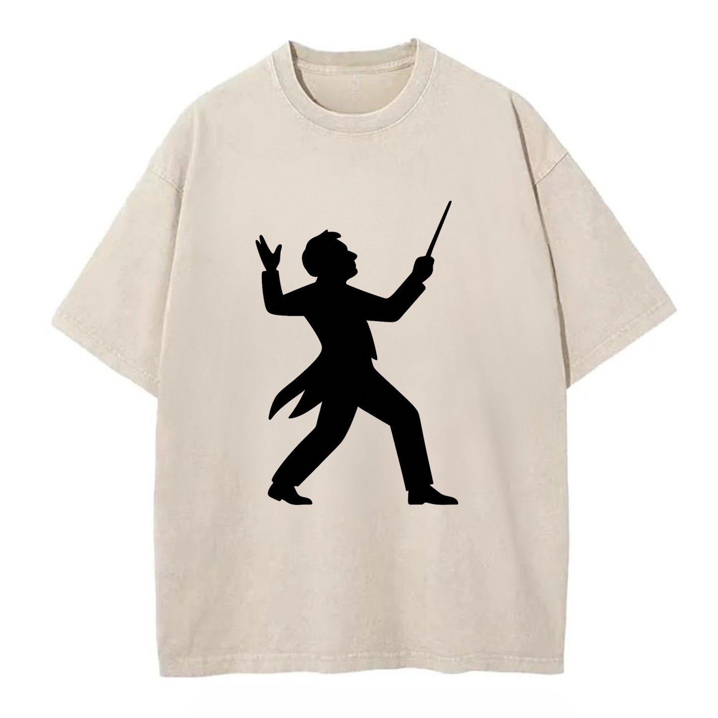 Conductor leading orchestra passionately - Vintage T-shirt - Off White