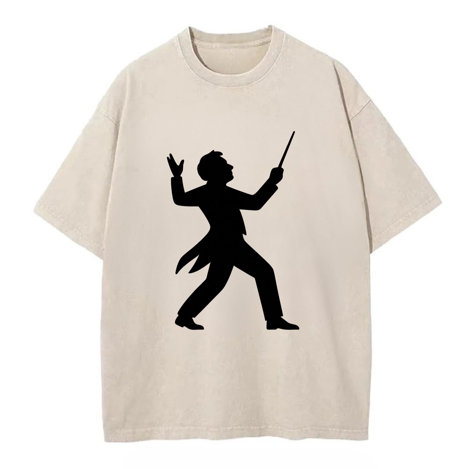 Conductor leading orchestra passionately - Vintage T-shirt - Off White