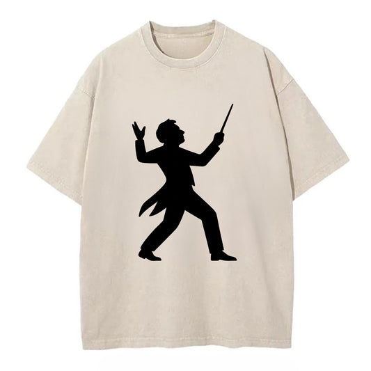 Conductor leading orchestra passionately - Vintage T-shirt - Off White