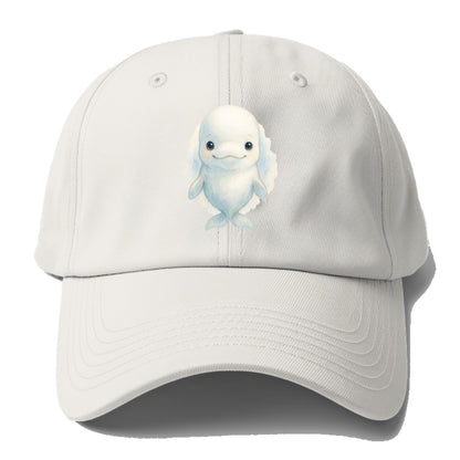 Baby Beluga Whale - pure white, rounded forehead, small eyes with big personality, - Baseball Cap - Off White