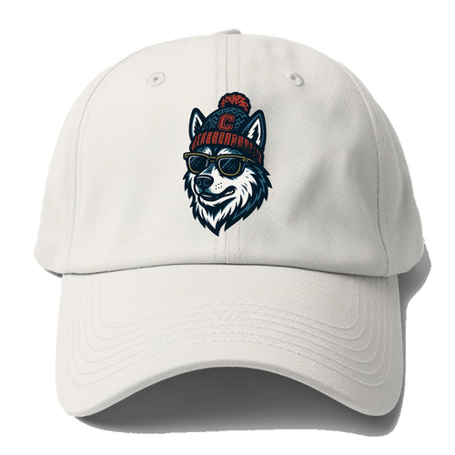 Storrs Husky wearing UConn beanie with C patch - Baseball Cap For Big Heads