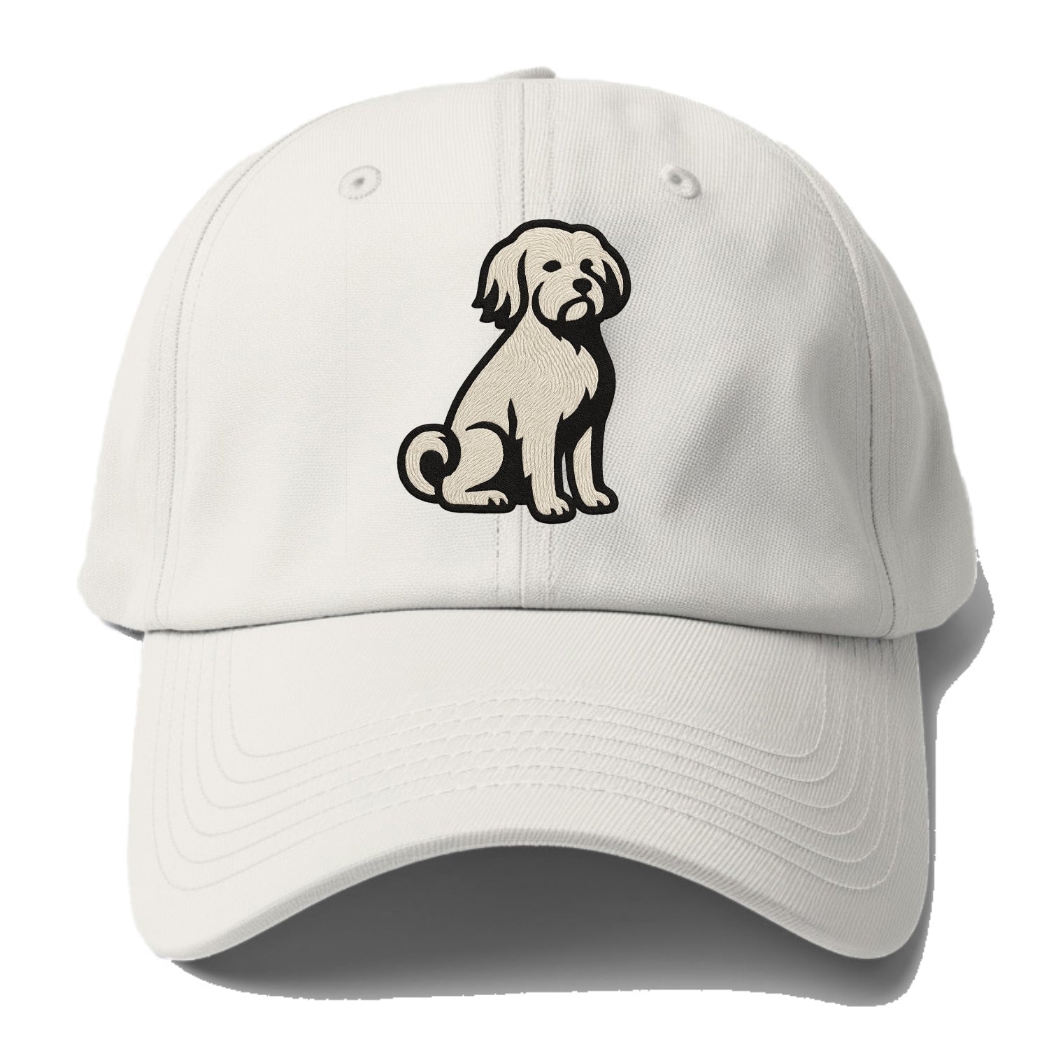 Löwchen - Little Lion Dog white embroide - Baseball Cap - Off White