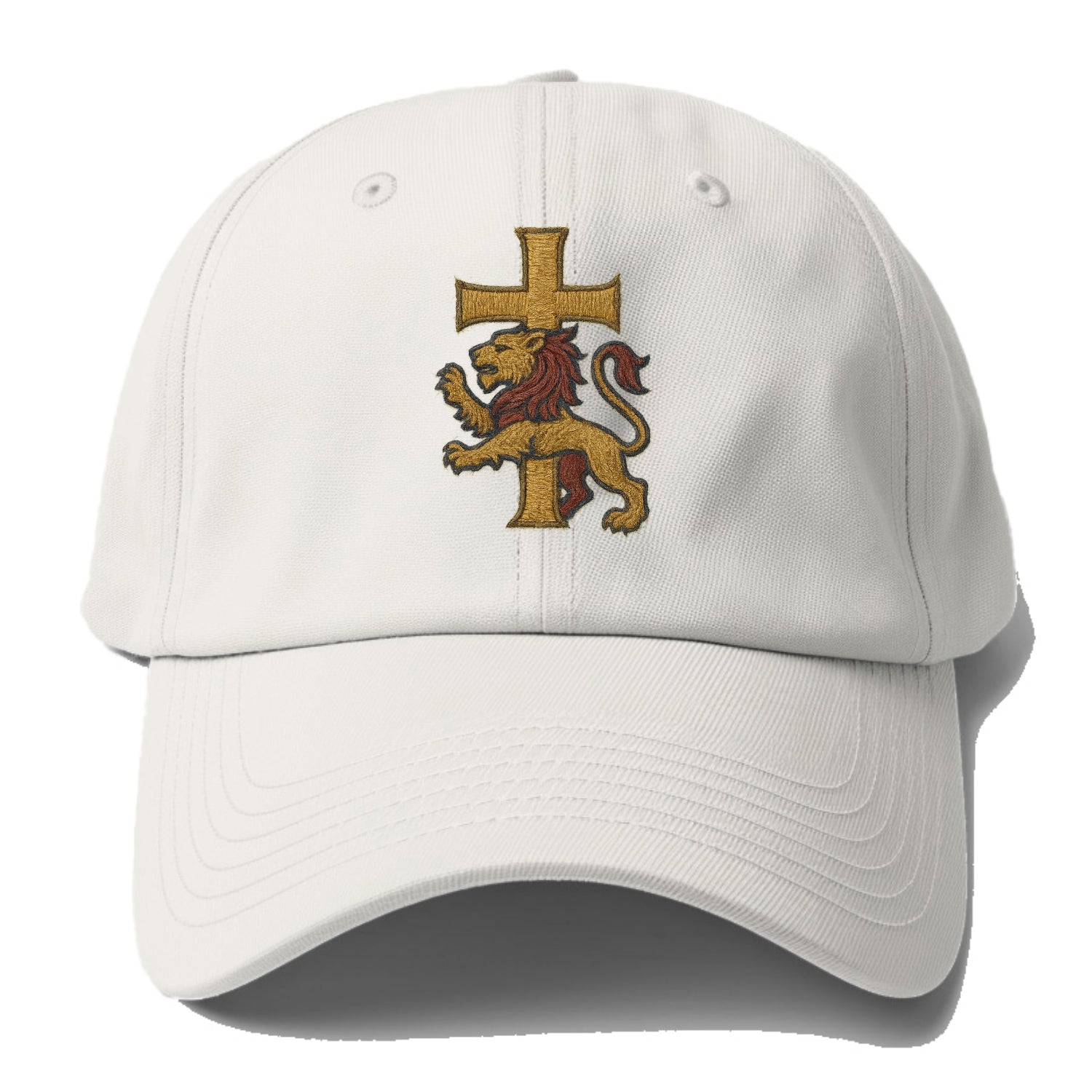 Lion and Cross  - Baseball Cap - Off White
