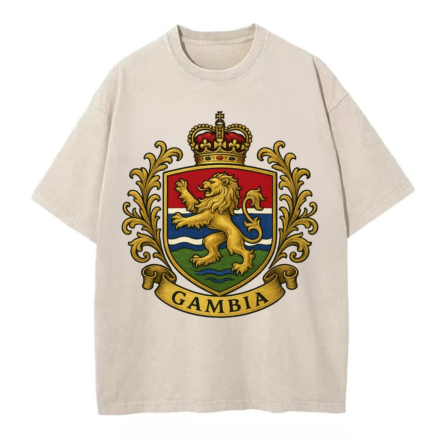 Gambia Heritage Badge  - Vintage T-shirt - Off White