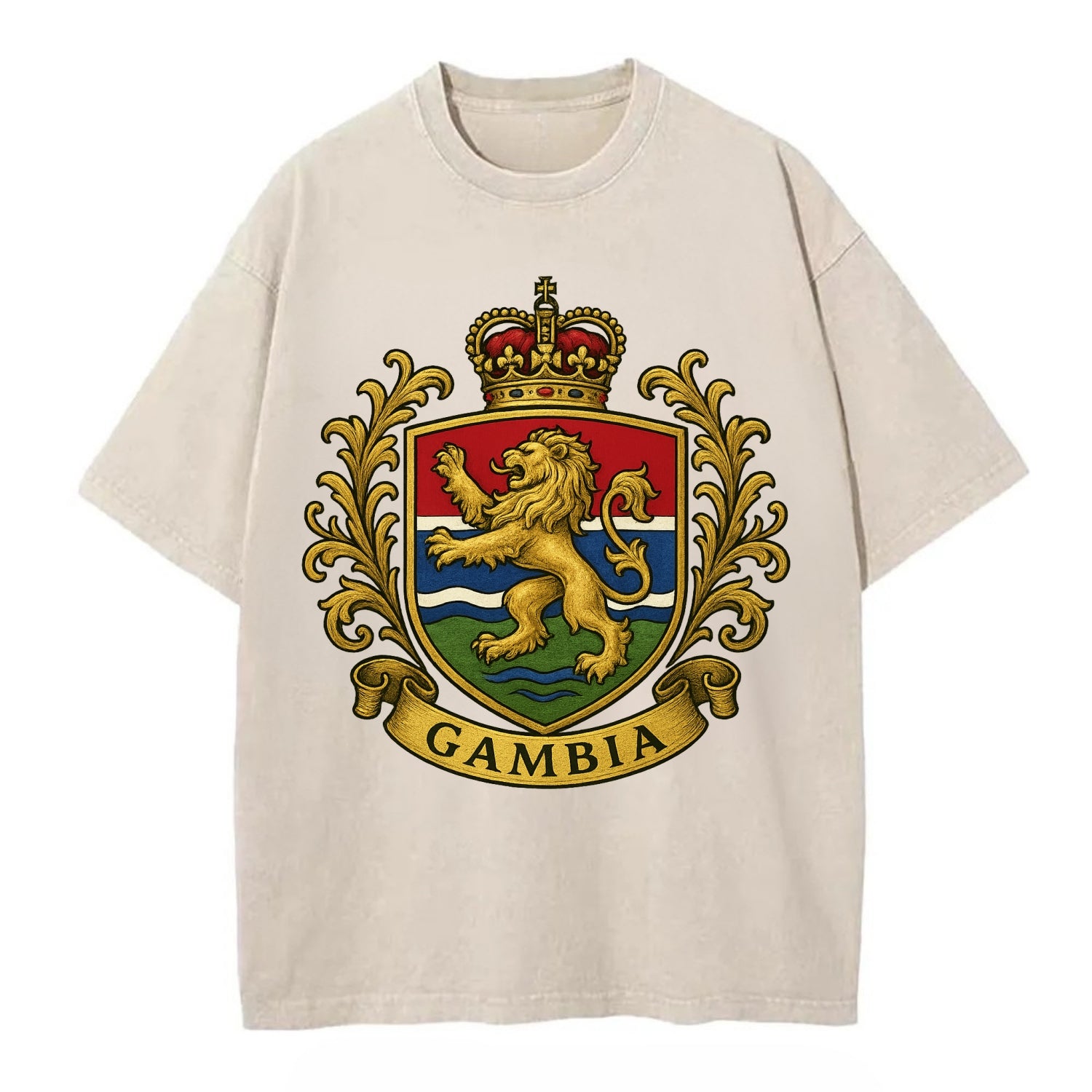 Gambia Heritage Badge  - Vintage T-shirt - Off White