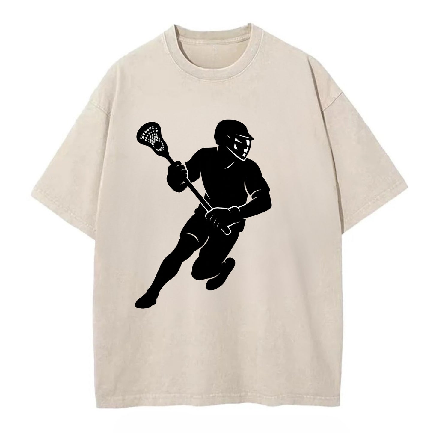 Lacrosse player cradling stick - Vintage T-shirt - Off White