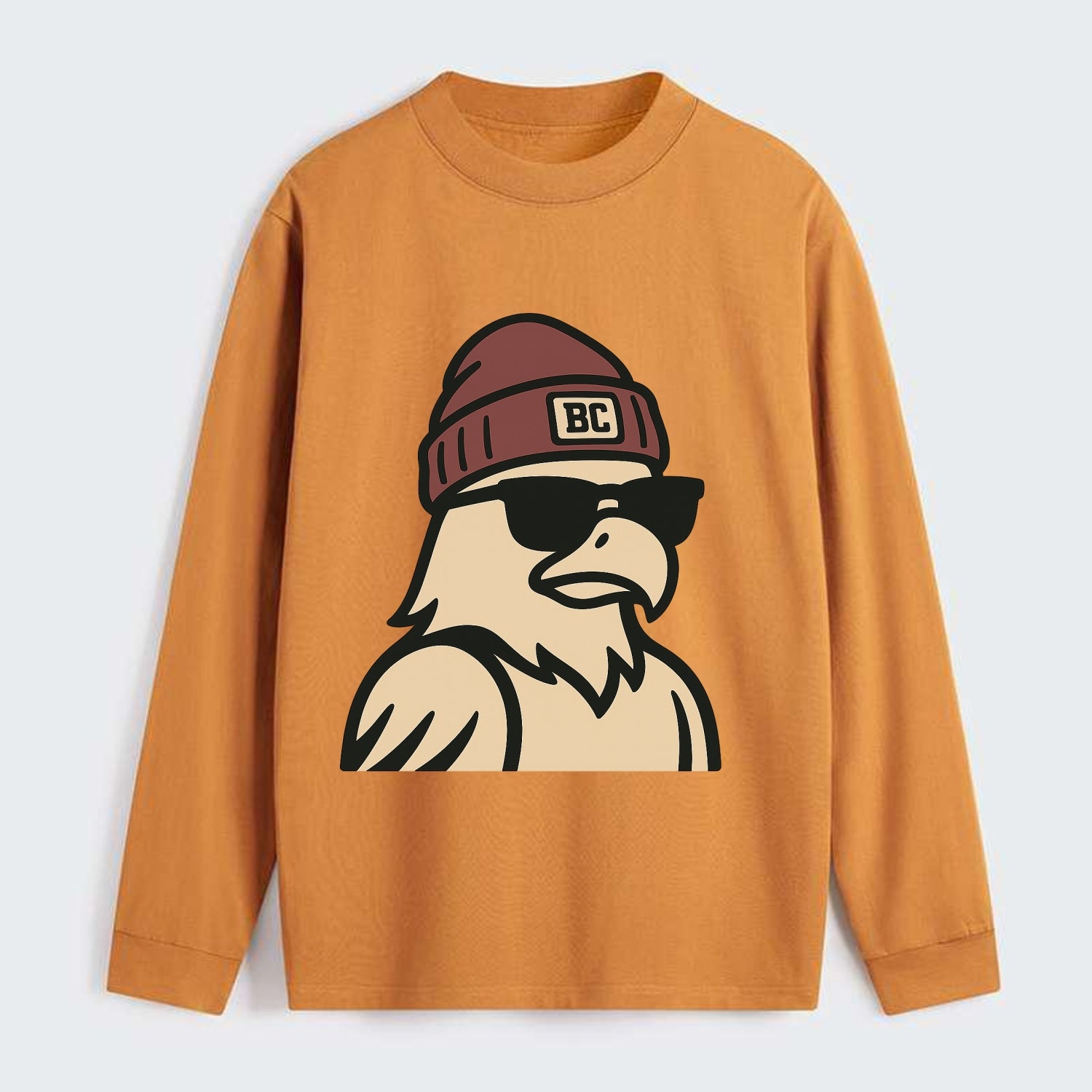 Chestnut Hill Eagle wearing Boston College beanie with BC patch - Classic Long Sleeve Shirt - Orange