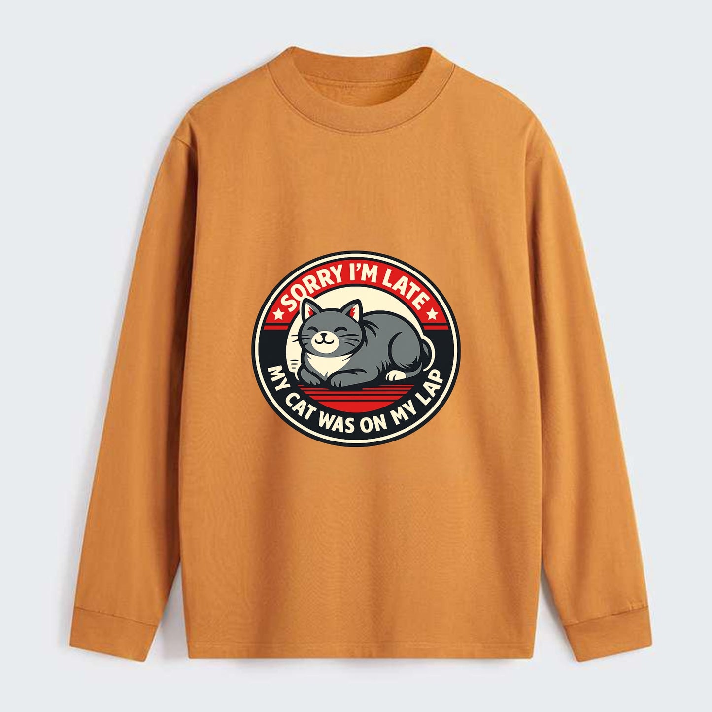 Charming Cat Loaf Excuse Emblem - Classic Long Sleeve Shirt - Orange