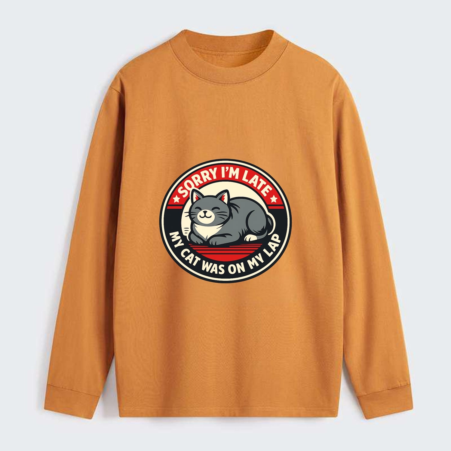 Charming Cat Loaf Excuse Emblem - Classic Long Sleeve Shirt - Orange