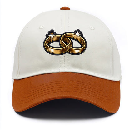 WEDDING RINGS - interlocked bands in gold , marriage - Two Tone Cap - Orange