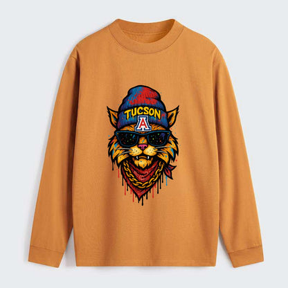 Tucson Wildcat wearing Arizona beanie with A patch - Classic Long Sleeve Shirt - Orange