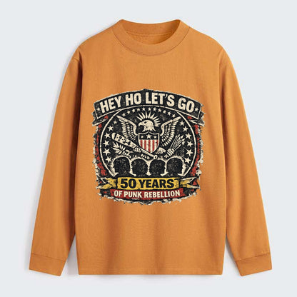 RAMONES LEGACY | Hey Ho Let's Go typography | Presidential seal parody - Classic Long Sleeve Shirt - Orange