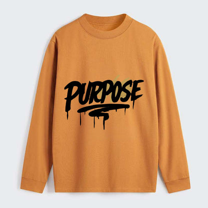 Bold typography design - "PURPOSE" - reason for being - Classic Long Sleeve Shirt - Orange