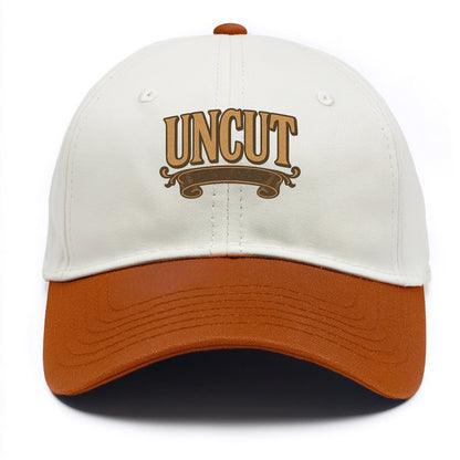 Bold typography design - "UNCUT" - pure, undiluted, authentic - Two Tone Cap - Orange