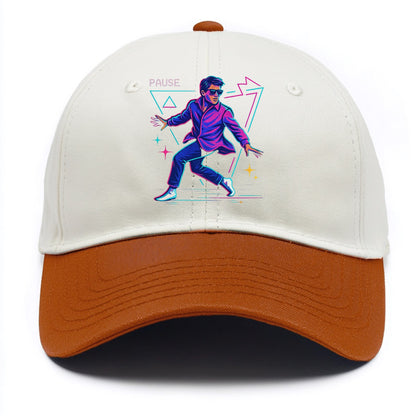 confident figure sliding across polished wooden floor in socks and sunglasses - Two Tone Cap - Orange