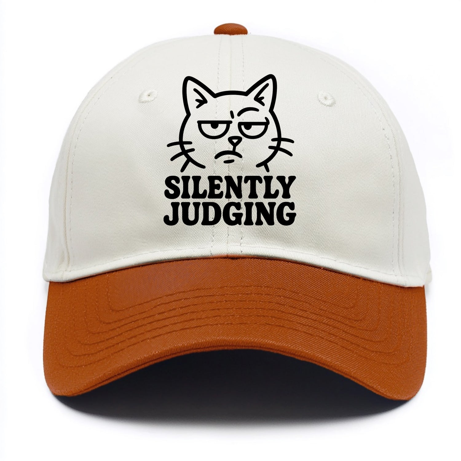 Sassy Side-Eye Cat - Two Tone Cap - Orange