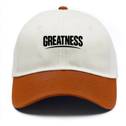 Bold typography design - "GREATNESS" - achieving excellence, reaching potential - Two Tone Cap - Orange