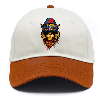 Tucson Wildcat wearing Arizona beanie with A patch - Two Tone Cap - Orange