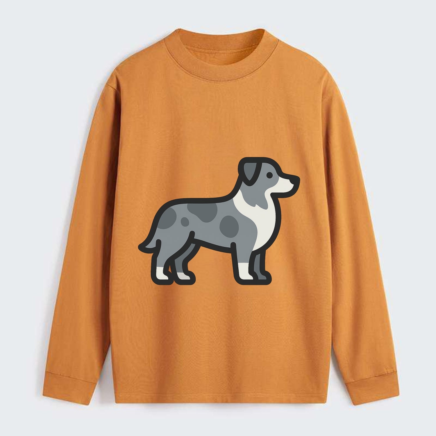 Australian Shepherd - Blue merle flat side profile - Classic Long Sleeve Shirt - Orange