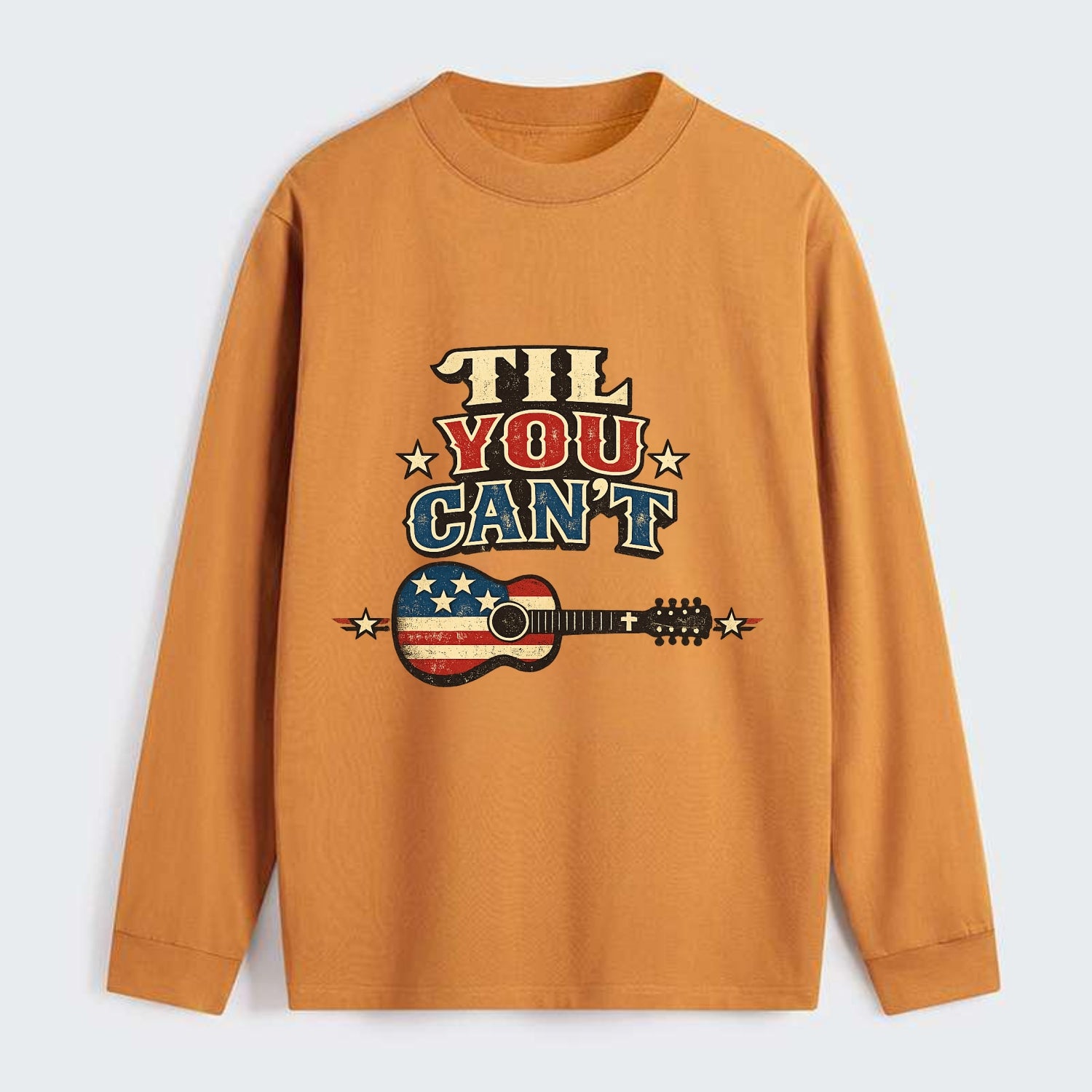 Til You Cant - Flag Guitar - Classic Long Sleeve Shirt - Orange