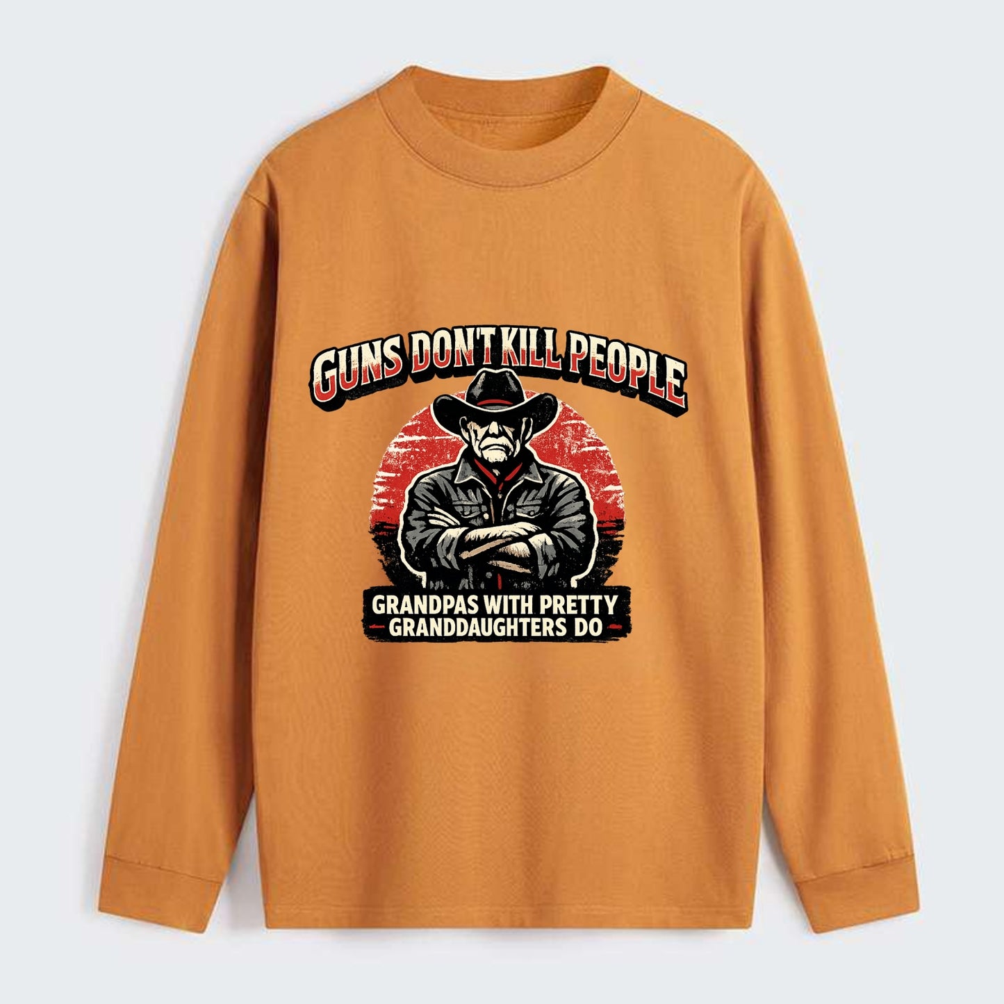 Grandpas Pretty Granddaughters - Cowboy - Classic Long Sleeve Shirt - Orange