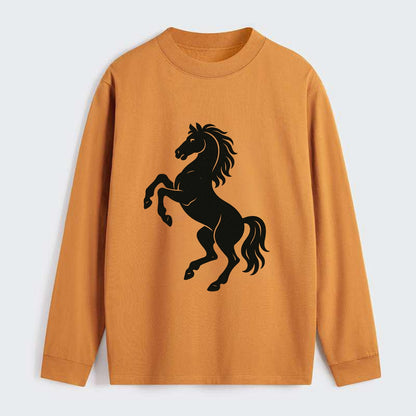 Stallion rearing on hind legs - Classic Long Sleeve Shirt - Orange