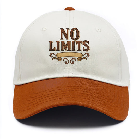 Bold typography design - "NO LIMITS" - boundless potential - Two Tone Cap - Orange