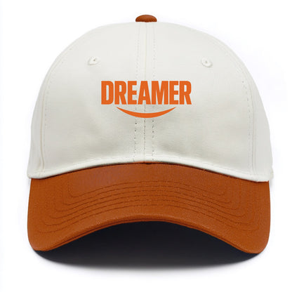 Bold typography design - "DREAMER" - imagination, seeing possibilities - Two Tone Cap - Orange