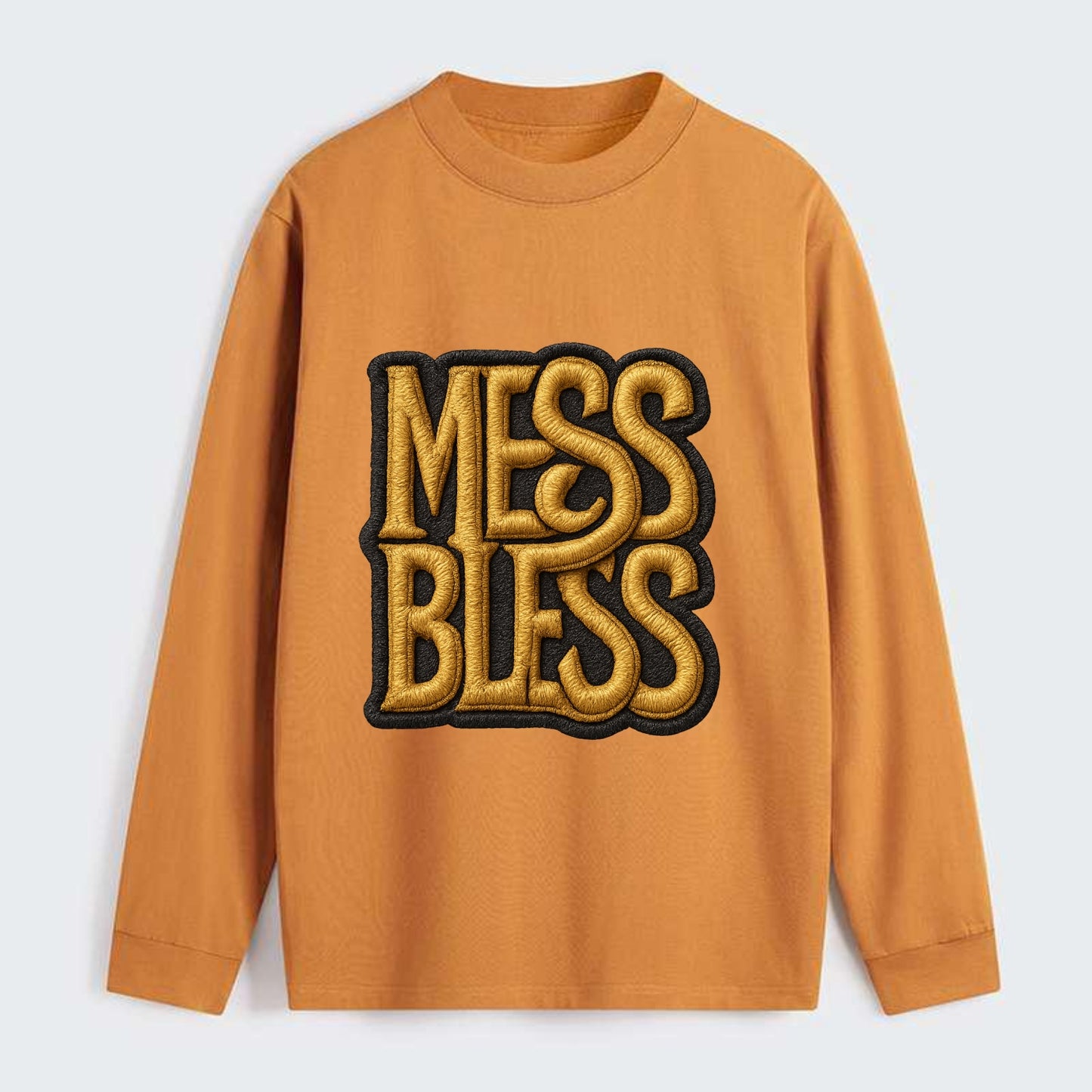 MESS;BLESS UP Gold Metallic Visor - Classic Long Sleeve Shirt - Orange