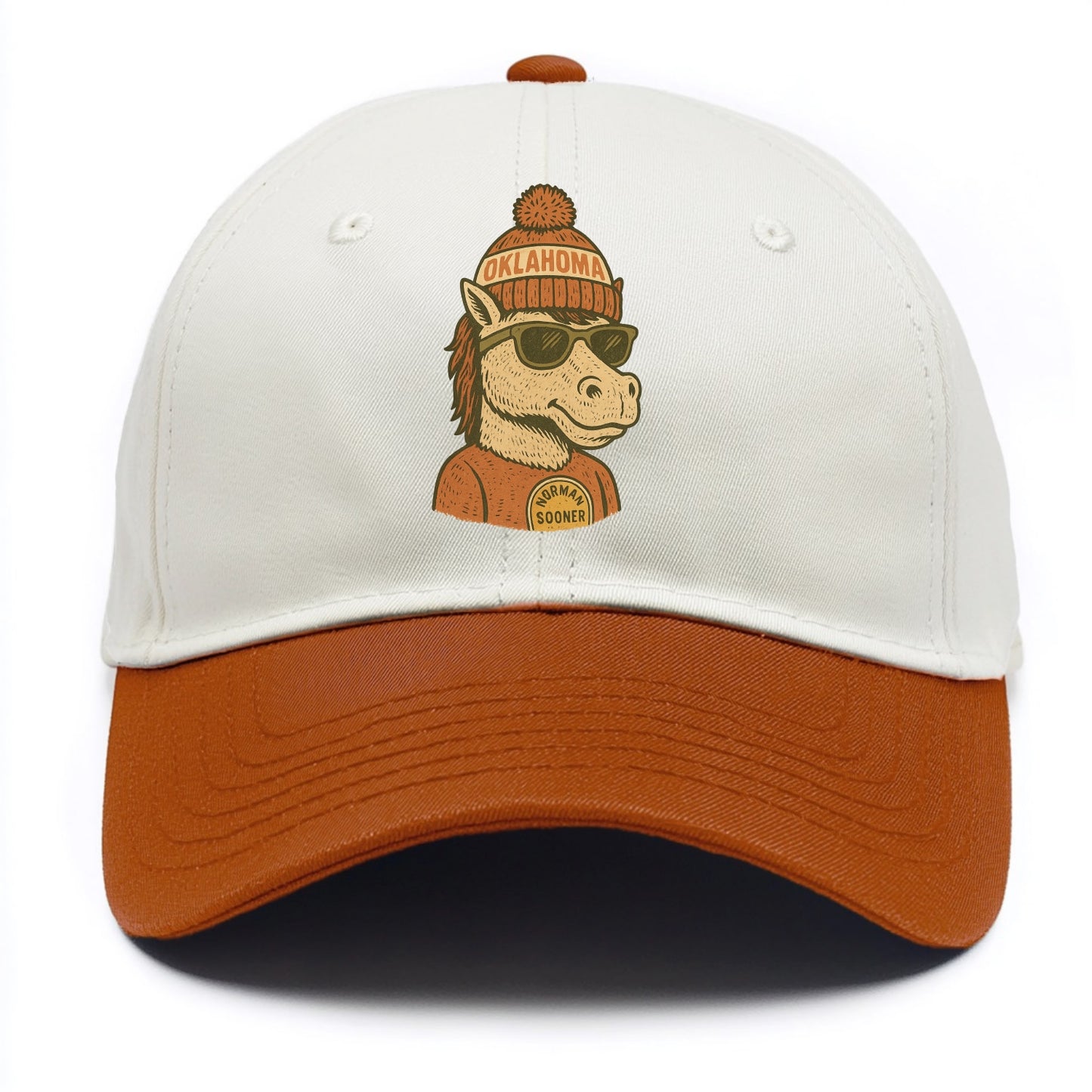 Norman Sooner Horse wearing Oklahoma bea - Two Tone Cap - Orange