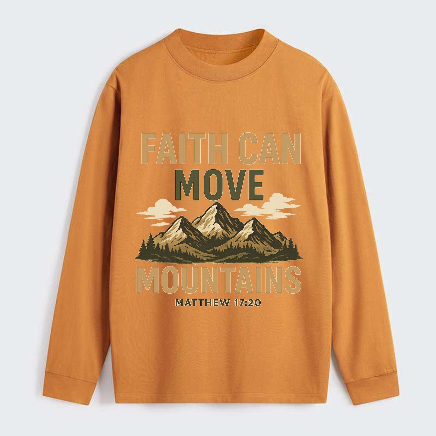 Matthew 17:20 Mountains - Classic Long Sleeve Shirt - Orange
