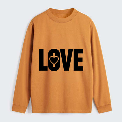 Bold typography design - "LOVE" - universal connection, heart centered - Classic Long Sleeve Shirt - Orange