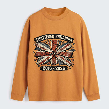 SHATTERED BRITANNIA | Cracked broken Union Jack | Fragmented glass - Classic Long Sleeve Shirt - Orange