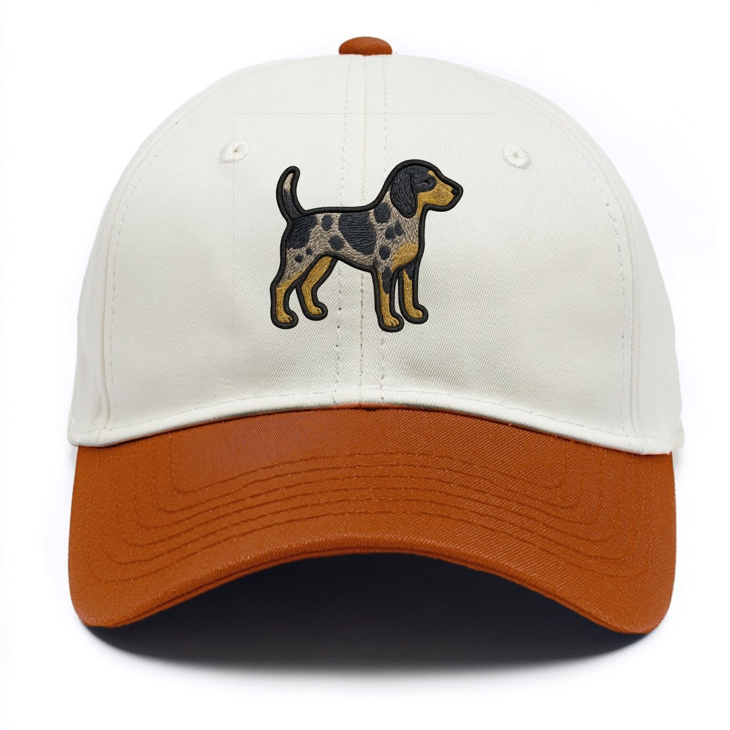 Bluetick Coonhound - Trendy spotted hound logo with prominent black border - Two Tone Cap - Orange